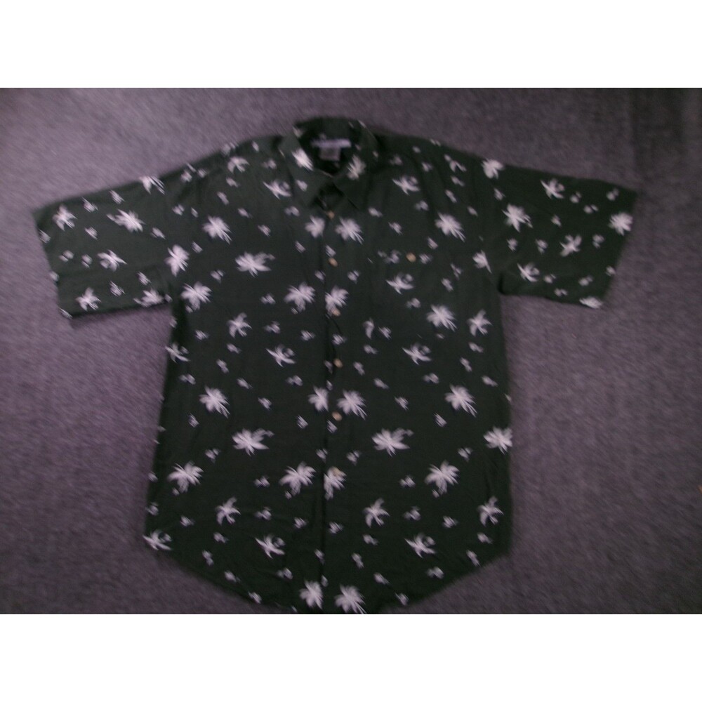 Untied Shirt Mens M Green Hawaiian Aloha Floral Tropical Button Up Causal